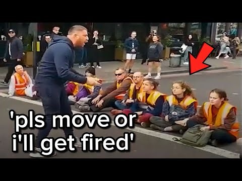 Protestors Block Man From Going To Work..