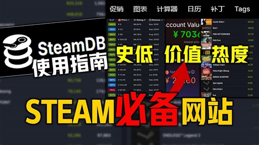 《steamDB保姆级使用教程》超好用干货必备网站 秋促价格新史低走势、解决官网打不开没反应、账号价