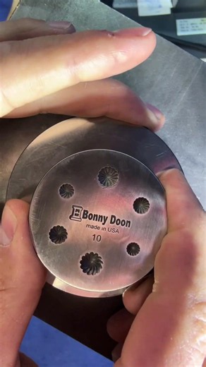 POV inside a hydraulic press. Making a nice little stud earring with a Bonny Doon shot plate
