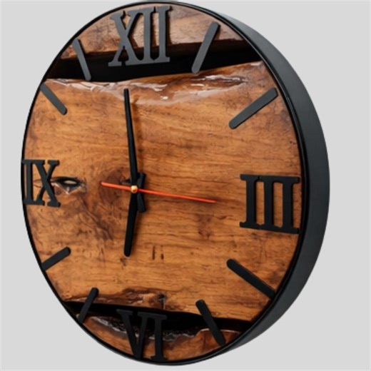 Handmade Rustic Wooden Wall Clock, Oversized Natural Farmhouse Silent Analog Timepiece - Etsy