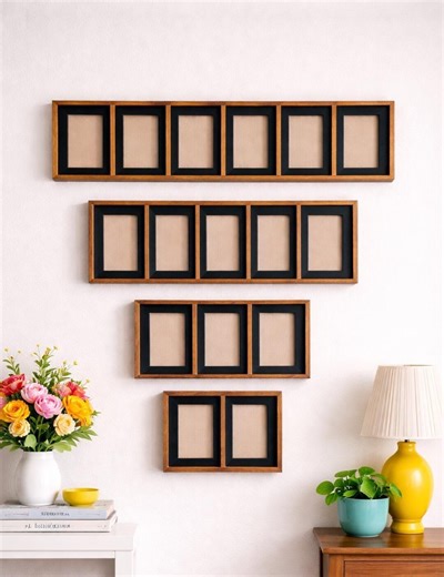 Rustic Wood Picture Frame Set | 4 Frames, 16 Openings | Farmhouse Wall Decor - Etsy