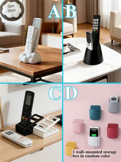 4pcs Multi-Hole Remote Control Holder - Desktop Storage Box, Plastic Organizer, Drawer Storage Box, Office Supplies, Cosmetic Organizer, Suitable For TV, AC, Lighting Remote Controls And Office Supplies - Can Hold 2 Remote Controls, No Power Needed, Remote Control Holder | SHEIN