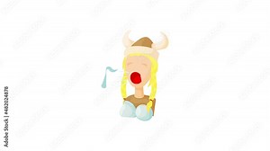 Opera singer icon animation best cartoon object on white background Stock Video