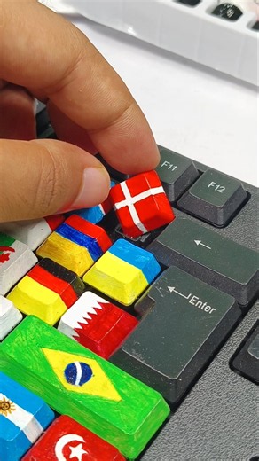 DIY Denmark Flag Keycap Painting! 🇩🇰⌨️ #shorts #flag