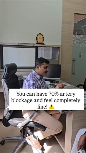 Dr Sumit Kapadia on Instagram: "You can have 70% artery blockage and feel completely fine. And that’s exactly why it’s dangerous. As a vascular surgeon, I’ve treated patients who walked into my OPD casually. No major symptoms, no alarming pain, only to discover severe artery narrowing on scans. Here’s what people don’t realise: Arteries don’t scream for help early. They whisper. Blockages grow silently until they reach 80–90%, and only then do symptoms like: ⚠️ Leg cramps while walking ⚠️ Numbne