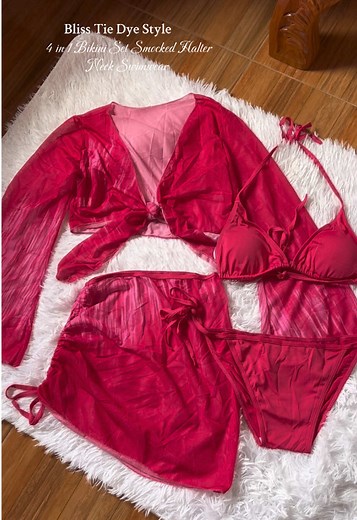 4 in 1 Bikini Set Smoked Halter Neck>> #fyp #viral #trending #foryoupage #foryou #fy #budolfinds #tiktokfinds #recommendations #swimwear #swimsuit #bliss