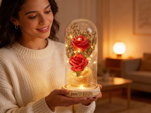 Personalized Rose LED Light, Custom Galaxy Rose Light With Name, Valentine's Day Gift, Eternal Rose in Glass Dome, Anniversary Gift for Her - Etsy