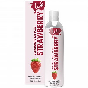 Wet Flavored Water-Based Lube, Luxury Edible Personal Lubricant, Delicious Strawberry Flavor, 3.1 fl oz