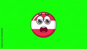 flag of austria cartoon with relief, exhaustion, or a sigh of disappointment face