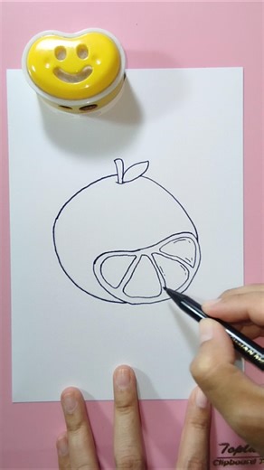 Cara menggambar buah jeruk #art #shorts #shortsfeed #drawing #tutorial