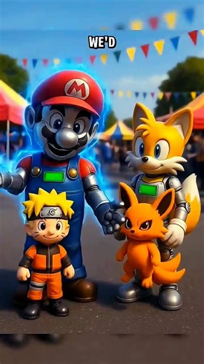 Mario steals Naruto's battery #AI #toons #naruto