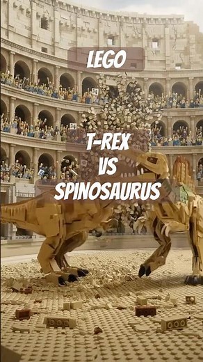 LEGO T-Rex vs Spinosaurus Epic Battle in the Colosseum! 🦖➡️🦕 SPINATIREX is Born!