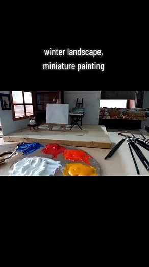 miniature painting, winter landscape #miniature #goodmorning #foryou #picturi #painting #miniaturepainting #fyp #howtopaint