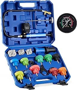 Orion Motor Tech Coolant Pressure Tester Kit, 19pc Radiator Pressure Tester Kit with 15 Radiator Adapters & Wrench, Cooling System Pressure Tester Kit with Vacuum Pump & Probe Thermometer