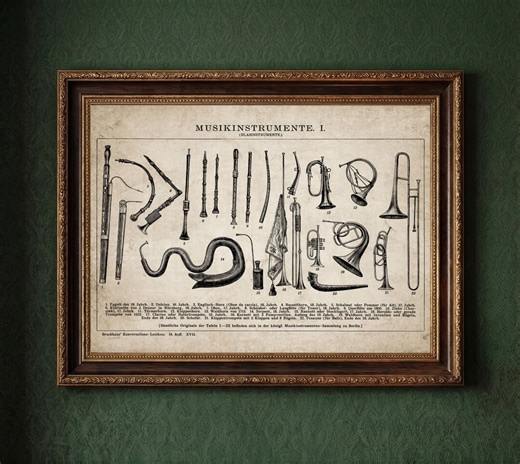 Vintage Musical Instruments Print, 1892 Encyclopedia Plate, Antique Music Diagram, Orchestra Wall Art, Classic Instrument Illustration - Etsy