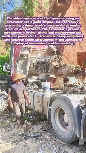 Heavy Duty Repair: Watch This Excavator Perform Precision Engine Surgery!
