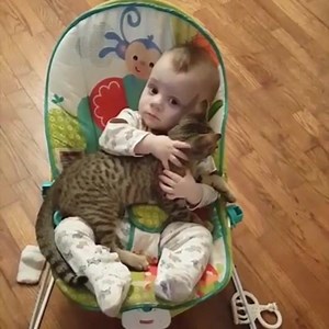 2K views · 212 reactions |  from Newsflare | Facebook "A cute video has emerged from of a baby firmly holding a pet kitten in his arms. The footage, captured at a home earlier this month near Atlanta, GA, USA, shows baby Maddox on a cradle cuddling Donna whilst she lies on his lap."  ~ double tap ❤❤ | Happy Cats Extremely | Facebook