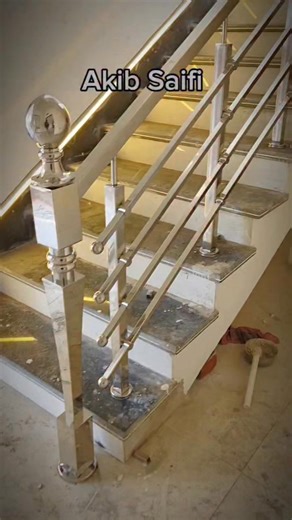 Akib Saifi on Instagram: "Stainless steel square pipe staircase railing design full installation video #facebook #fb #post #interiordesign #akibsaifi #akib #Saifi #viral"