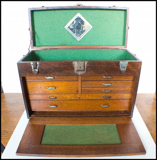 Vintage Union Machinist's Tool Chest - Nice Condition 1930s~1950s Oak Hardwood Mechanic's Toolbox With Felt Lined Drawers - Etsy