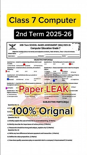 7 class Computer SBA 2nd term paper 2025-26 #short #shorts #sba2025 December 6, 2025