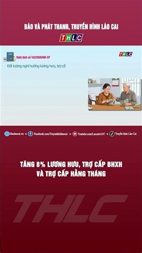 Tăng 8% lương hưu, trợ cấp BHXH và trợ cấp hằng tháng| THLC