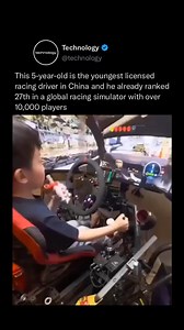 175K views · 242 reactions | This 5-year-old is China’s youngest licensed racing driver — and he’s already making waves on the global stage. Out of more than 10,000 players worldwide, he’s ranked 27th in a professional racing simulator, proving that age is just a number when talent meets passion. #technology #reels #explore #china #gaming | Technology IG | Facebook