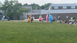 9.2K views · 101 reactions | Check this out! Spring Mills Elementary - Huron Valley held a fun run celebration that reached legendary status with a staff inflatable costume race! #WeAreHVS #HVSsuccess | Huron Valley Schools | Facebook