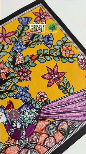 Mithila Painting of Peacock 🦚 #shorts #mithilapainting