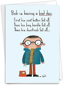 NobleWorks, Funny Birthday Paper Card with 5 x 7 Inch Envelope (1 Card) Bday Fall Off C10829BDG