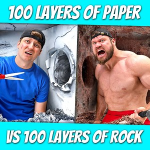 100 Layers of Paper vs 100 Layers of Rock | JustDustin