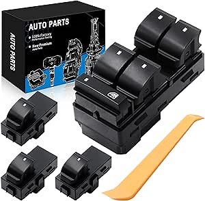 Driver Side Power Window Switch & 3 Pcs Passenger Window Switches Compatible with 07-13 for:-Chevy Silverado/for:-GMC Sierra 1500 2500HD 3500HD/08-11 for:-Chevy HHR/09-16 Chevrolet Traverse