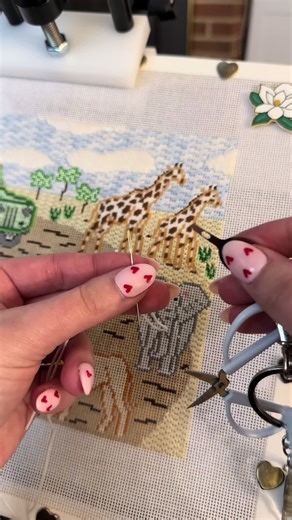 Starting a new animal on my Safari canvas 🐘🐘🐘 #needlepointtiktok #needlepoint #tutorial #needlepointtutorial