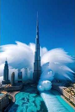 Unbelievable Tsunami Over Burj Khalifa 🌊 | Aerial View of Dubai’s Most Powerful Nature Scene