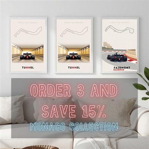 Monaco Circuit Racing Poster Set Minimalist Wall Art Track Outline Open Wheel Car Motorsport Bundle Tunnel Casino Square Hairpin - Etsy