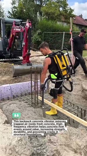 Backpack Concrete Vibrator for Solid Foundations #ConcreteWork #Construction #Masonry