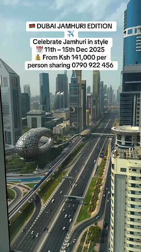 🇰🇪 DUBAI JAMHURI EDITION ✈️ Celebrate Jamhuri with style — fly to Dubai with SpotOn Vacations! 📅 11th – 15th December 2025 💰 From Ksh 141,000 per person sharing Enjoy 5 days of pure adventure — city tours, desert safari, dhow cruise, and unforgettable luxury experiences! 🌆🏝️🐪 📲 Book your spot today! Call/WhatsApp: 254 790 922 456 #SpotOnVacations #DubaiJamhuriEdition #Dubai2025 #LuxuryTravel #JamhuriHoliday #TravelWithSpotOn #DubaiExperience #CityOfGold #ExploreDubai #SpotOnDeals #KenyaT