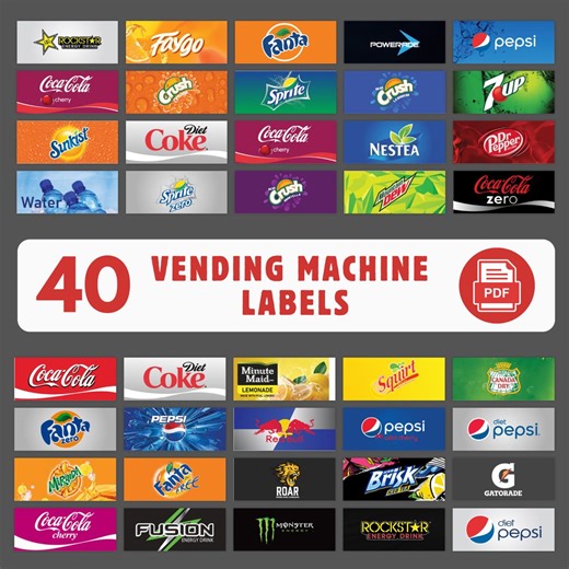 Vending Machine Labels: Sparkling Water & Soda Pop (digital Download, 3.25x1.375 In) - Etsy