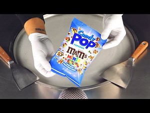 ASMR - m&m's Popcorn Ice Cream Rolls | how to make Candy POP Popcorn twith m&m minis to Ice Cream