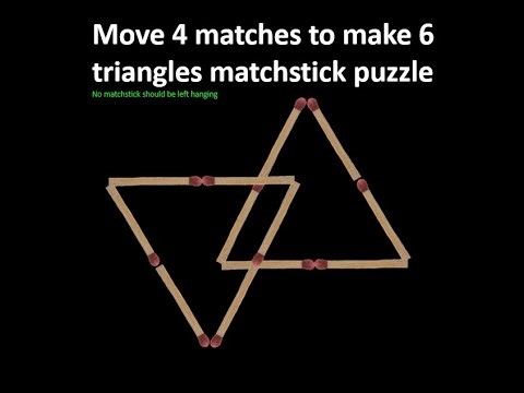 Move 4 matches to make 6 triangles matchstick puzzle | Solved
