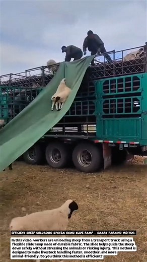 Efficient Sheep Unloading System Using Slide Ramp – Smart Farming Method.