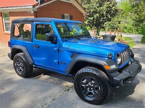 2025 2 door Jeep Wrangler V6 6 speed manual walk around hydro blue