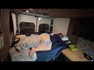 Cozy Night Luxury Van Camping In Heavy Rain With My Dog