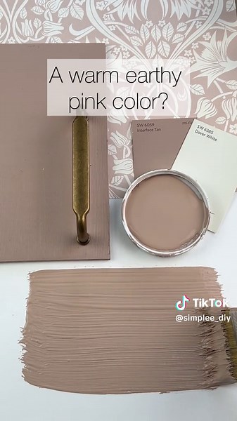 Interface Tan by Sherwin Williams is a warm beige with pink undertones. This color works beautifully with a wide range of design styles, from modern to classic. Pair Interface Tan with whites and creams for a fresh, airy feel, or with deep browns and gold accents to create a more luxe, layered look. ✨ Would you like a link to the wallpaper, swatches, cabinet color, or hardware? See Design Boards in profile. ♥️Follow Simplee DIY for more paint and decor inspo. #paintcolors #paintcolor #sherwinwil