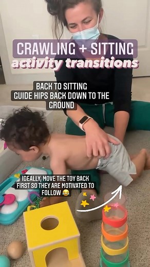 Dr. Deana Rosaia | Baby Movement Milestone Expert on Instagram: "Learn more about this important but tricky move👇🏻 Comment CRAWL for my free crawling checklist & other crawling resources 🧡 Hey there, I am Deana @NextSmallStep and this tip comes at ya from years of trial and error with little ones working on their crawling & transition skills into and out of sitting. Bust out your fav snack because this one is a bit technical How can you help? 1️⃣ Guide your babies hands over your leg to initi