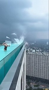 Hotel Rooftop Pool Shatters From Lightening Strike #viral