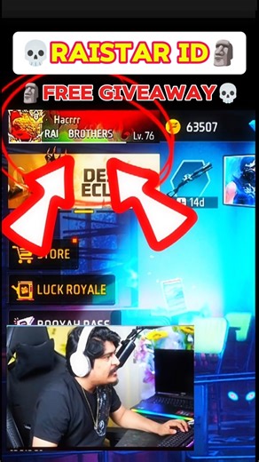 Raistar id giveaway 💀 #shortsfeed #tgrnrz #tondegamer #freefire