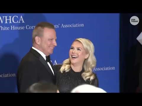 Karoline Leavitt walks 2026 White House Correspondents' Dinner red carpet with husband