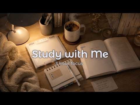 A quiet place for your midnight focus🌙3 Hour Study with Me | Soft Piano No Break #manluimantamasmr