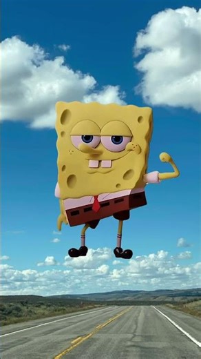 SpongeBob is floating in the air 🤨😛￼