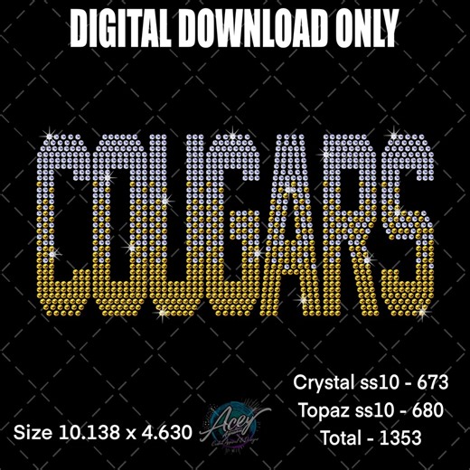 Cougars Rhinestone Fade Template SVG SSV3 PNG | Rhinestone Design | Cricut & Silhouette | Digital Download - Etsy